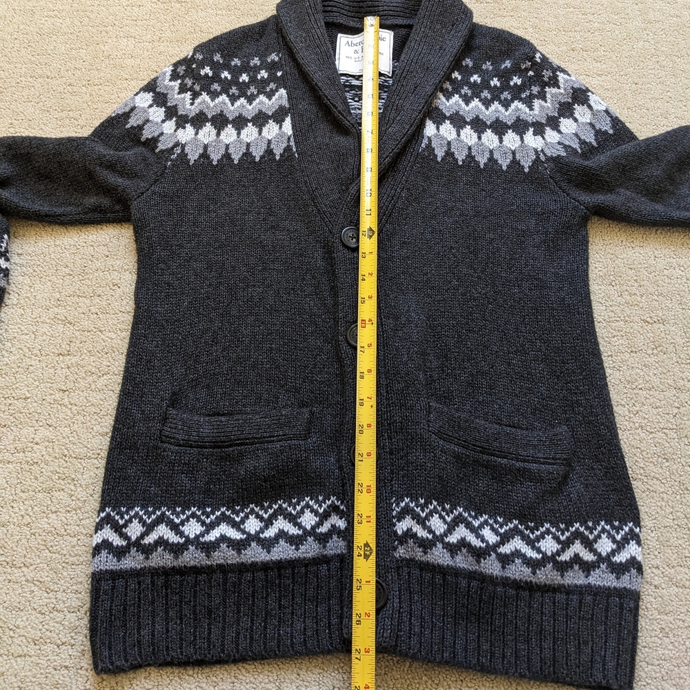 Abercrombie Fitch Men Fair Isle Cardigan Sweater Shawl Collar M Noridc Ski Apres - Picture 6 of 6